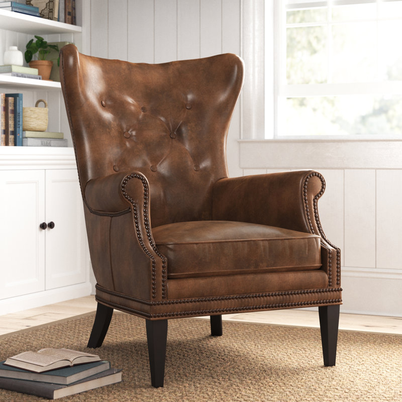 Birch Lane™ Chalmette Leather Wingback Chair & Reviews Wayfair